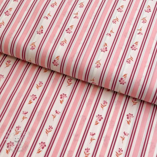 Bavlnená látka Fine flowers STRIPE pink