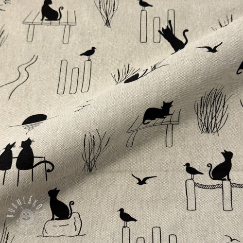 Dekoračná látka Linenlook premium Cat Sea Life