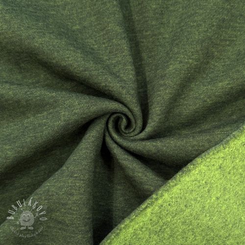Teplákovina počesaná MELANGE bottle green