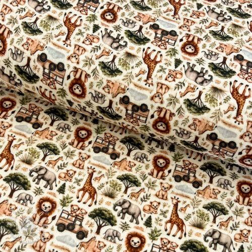 Dvojitá gázovina/mušelín Safari buddys design E digital print