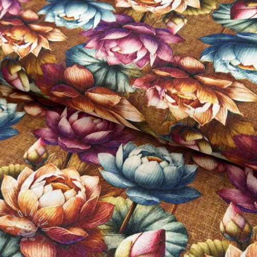 Viskóza s ľanom Marigold design C digital print