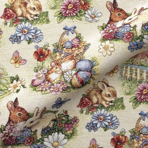 Dekoračná látka GOBELIN PREMIUM Blossom Bunny Garden
