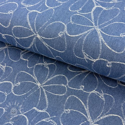 JEANS DENIM JACQUARD Flowers indigo