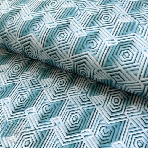 Úplet VISCOSE Structure blue digital print