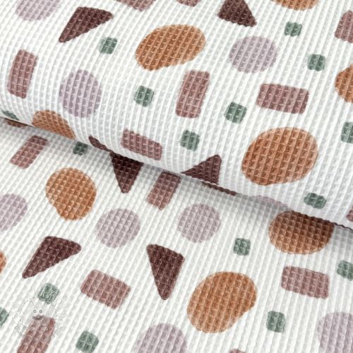 Bavlna s vaflovou väzbou Shapes pink digital print