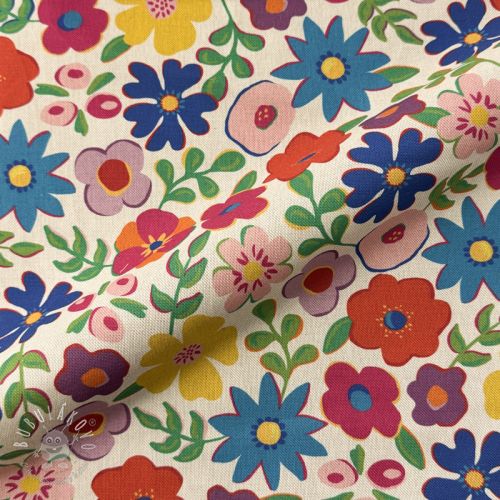 Dekoračná látka Linenlook Flower Fiesta Field digital print