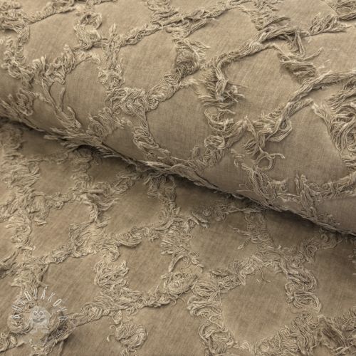 Bavlnená látka s ľanom Vintage Fringe Diamonds naturals