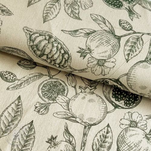 Dekoračná látka RUSTIC VINTAGE PRINT Granata kaki