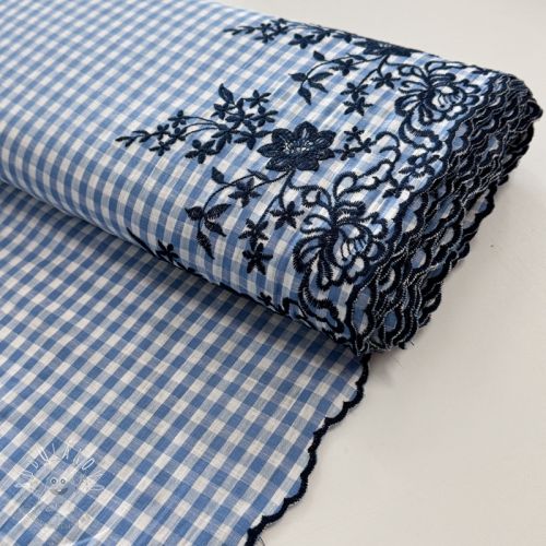 Bavlnená látka CHECKS ONE-SIDE BORDER blue
