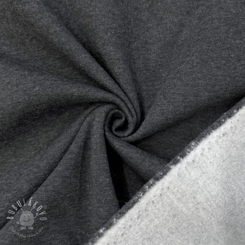 Teplákovina počesaná MELANGE dark grey