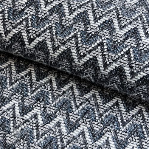 Pletenina jacquard Comfilia Zigzag wavy blue