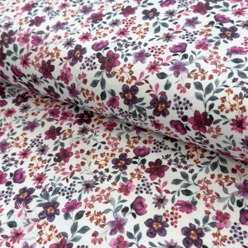 Úplet Flowers fuchsia digital print ORGANIC