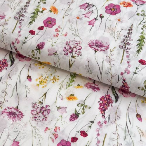 Bavlnená látka VOILE Emily flowers digital print