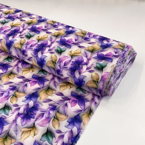 Viskóza RAYON POPLIN Leafs design F digital print